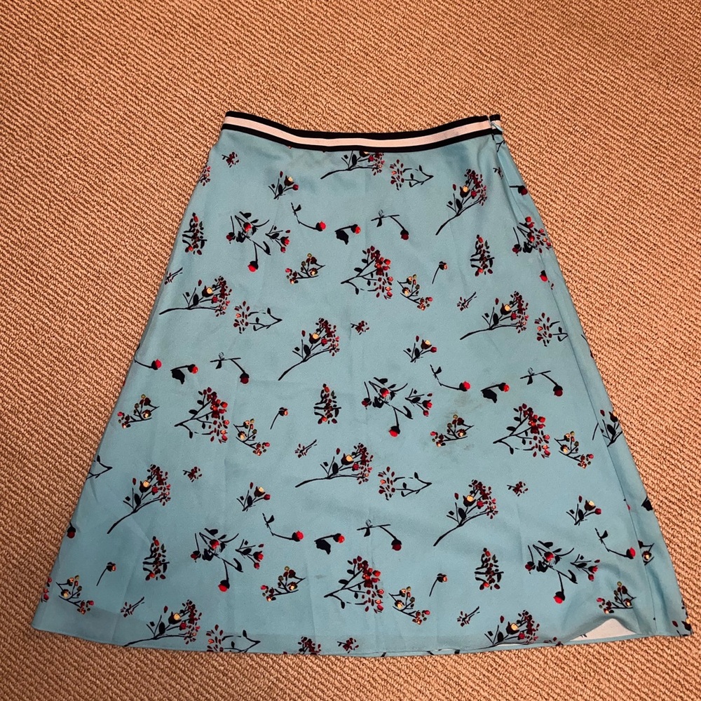 ecru baby blue midi skirt